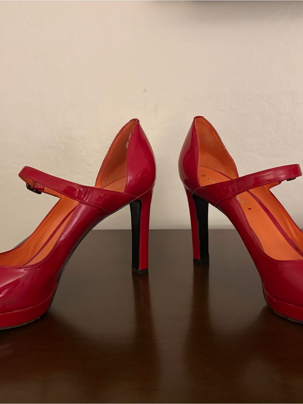 Via Spiga Red Patent Mary Jane High Heel Pumps